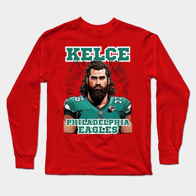 Jason Kelce Long Sleeve T-Shirt by Charlie Dion